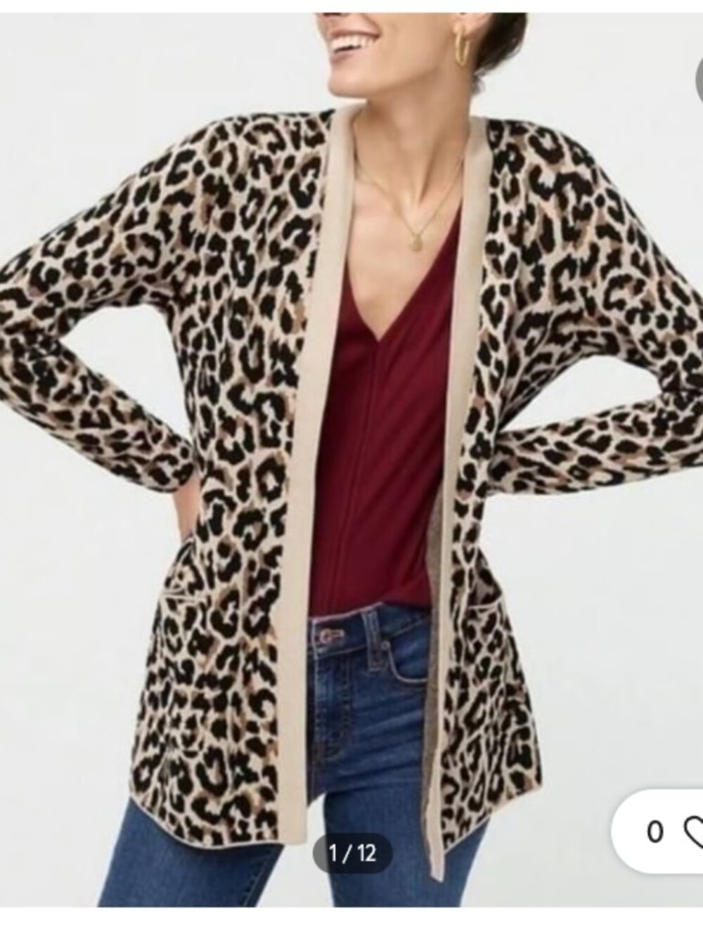 J. Crew Leopard Print Open Cardigan - size Medium